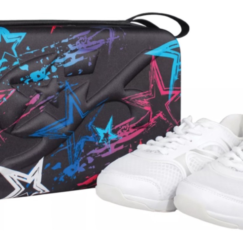 Nfinity White Cheerleading Shoes GK Elite with Star-Themed Case Size 9